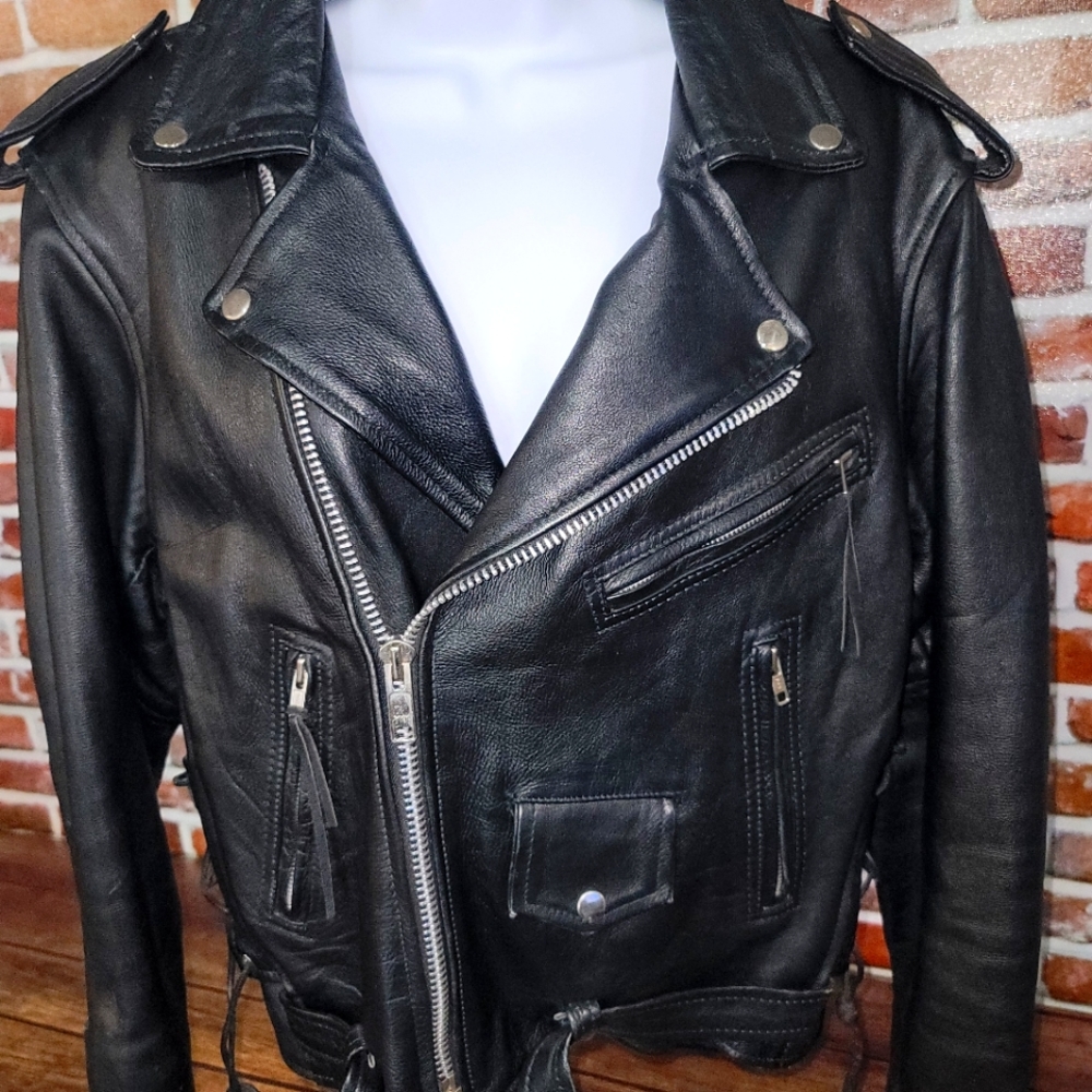 Leather jacket with Harley Davidson patch
